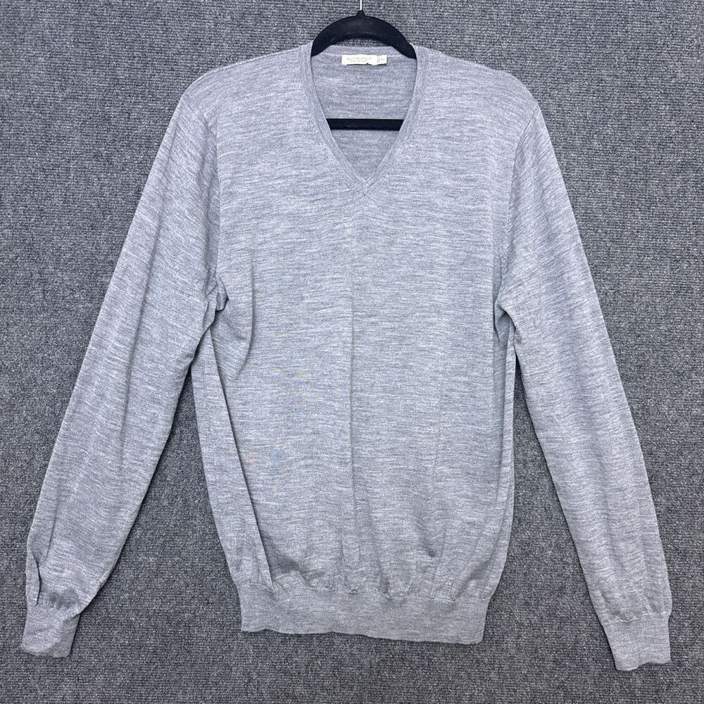 Suit Supply Merino Wool Long Sleeve V-Neck Pullover Sweater Gray Men's Size XL